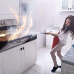 woman-opening-oven-fire