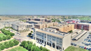 The skyline of downtown Frisco, Texas.