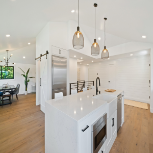A remodeled kitchen.