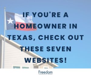 Part of a single family home with a Texas state flag flying in front and a blue sky in the background.